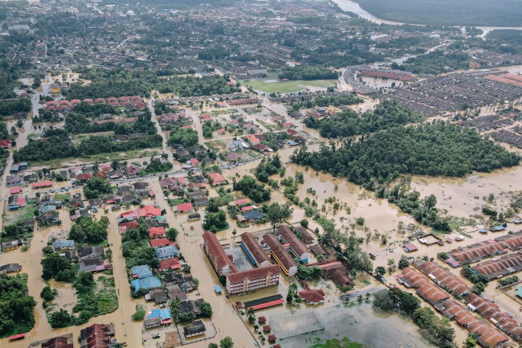 Flood Insurance. Flooding image from above